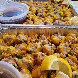 Siomai dumplings with lemon